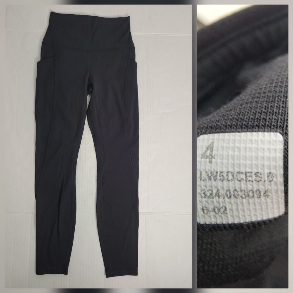 Lululemon Align Leggings SZ 4 High Rise Pockets Black 25" Ins W5DCES